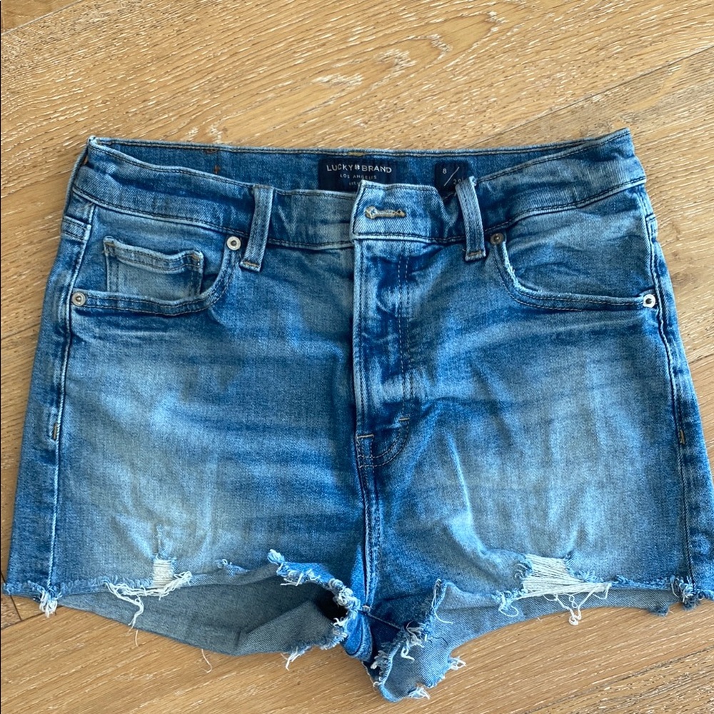 LUCKY BRAND Mom High Rise Distressed Cut-Off Shorts (8/29)